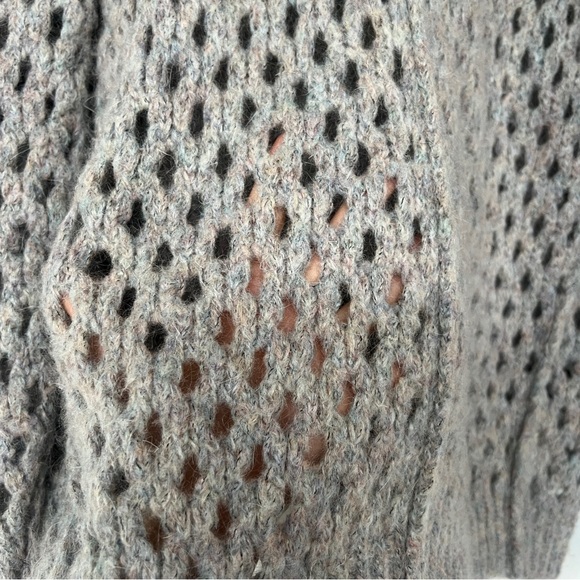 Isabel Marant Etoile grey beige textured open knit crew neck wool blend sweater - Picture 6 of 11